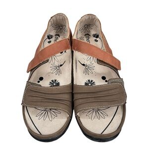 Therafit Lola Women's Adjustable Leather Sandal Brown Carmel Size US 8.5-9/39